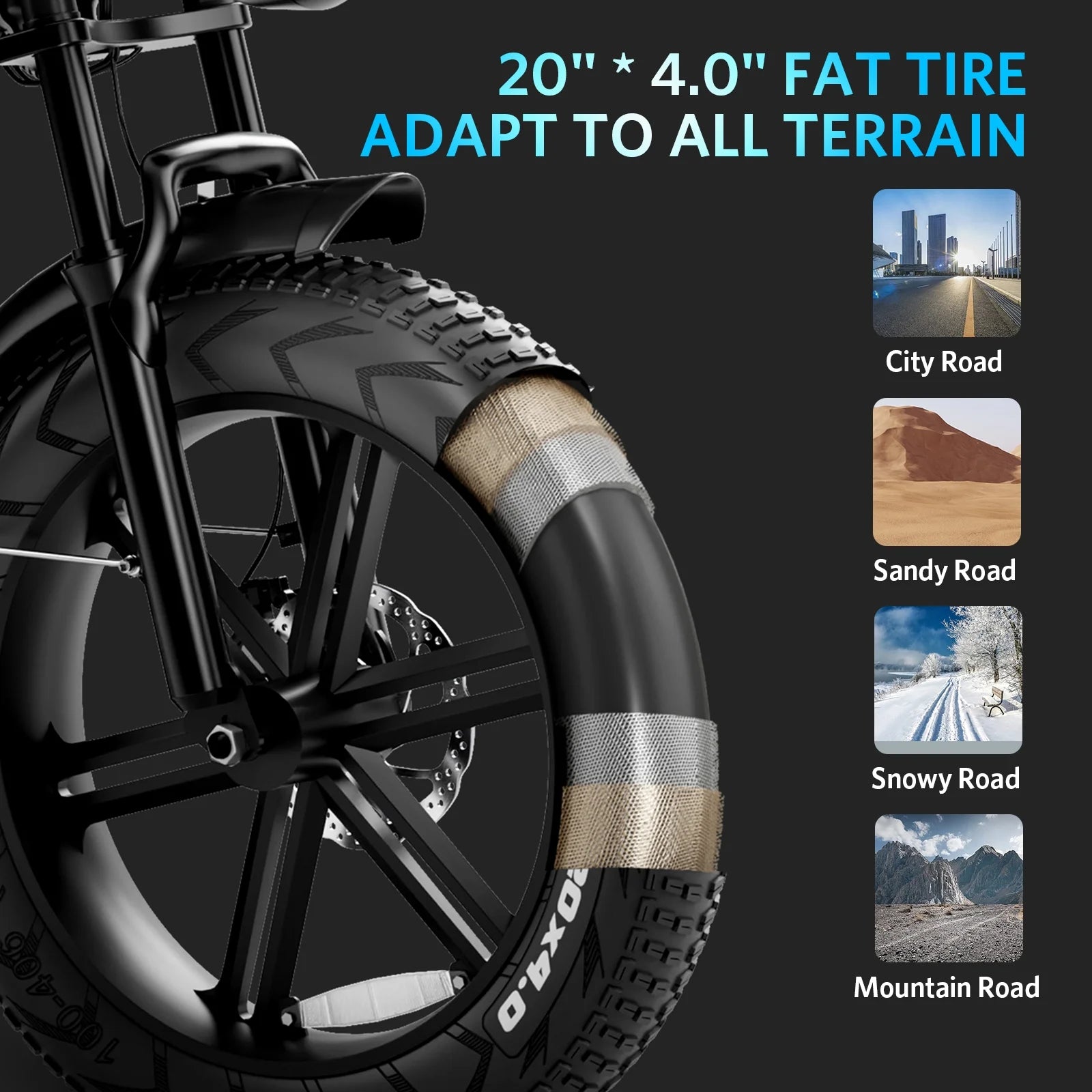 Electric Bike Adults, 20" X 4.0 Fat Tire Ebike with 48V 15Ah Battery, Peak 1000W Electric Bicycles, 31MPH Electric Mountain Bike, Shi-Mano 7 Speed, Ebike for Adults UL2849