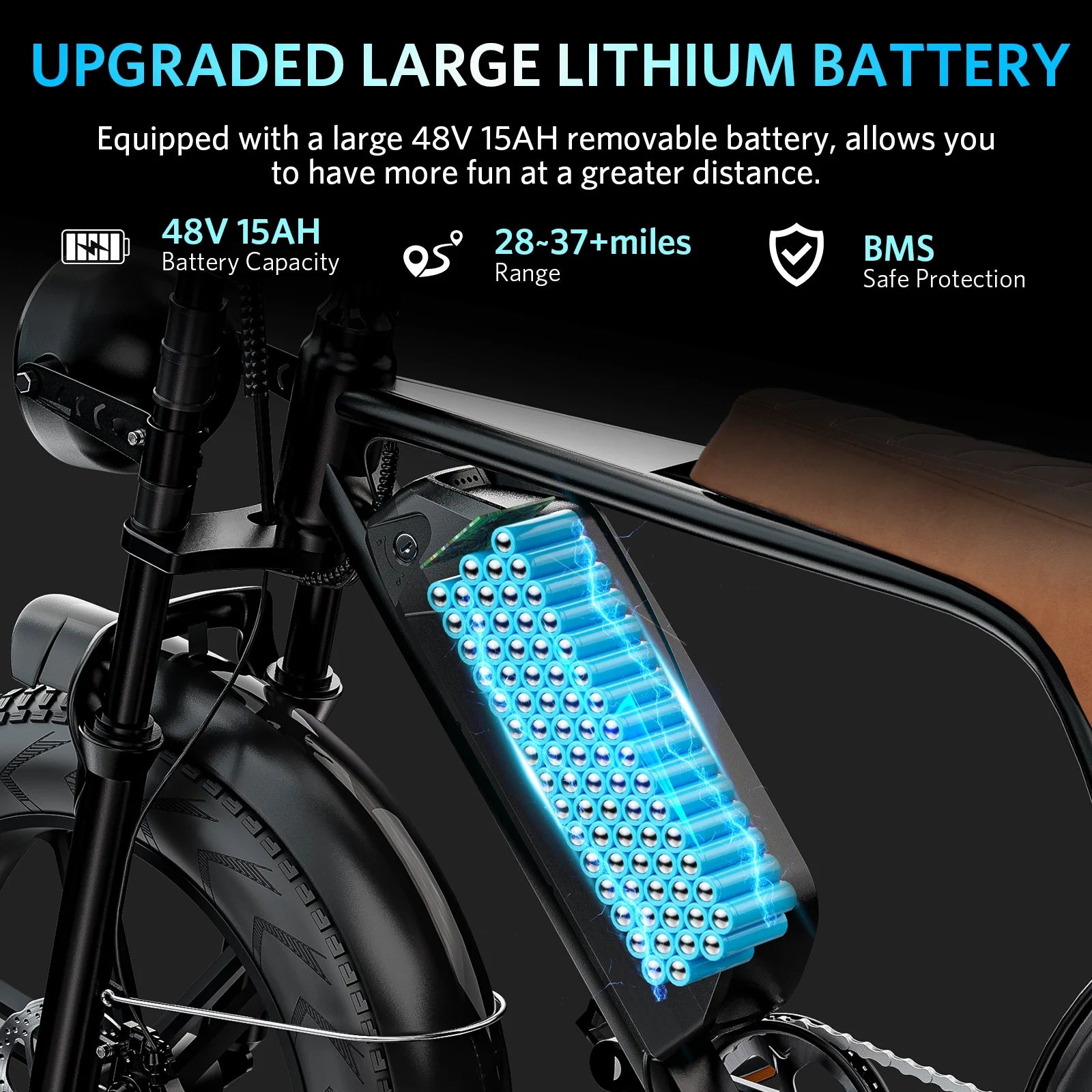 Hipatoo Electric Bike for Adults, Ebike Moped Style with 1000W Peak Motor 48V 15Ah Battery up to 31MPH, 20'' Fat Tire E Bike, Dual Disc Brakes Mountain Bike for Commuting & Off-Road, E-Bike UL2849