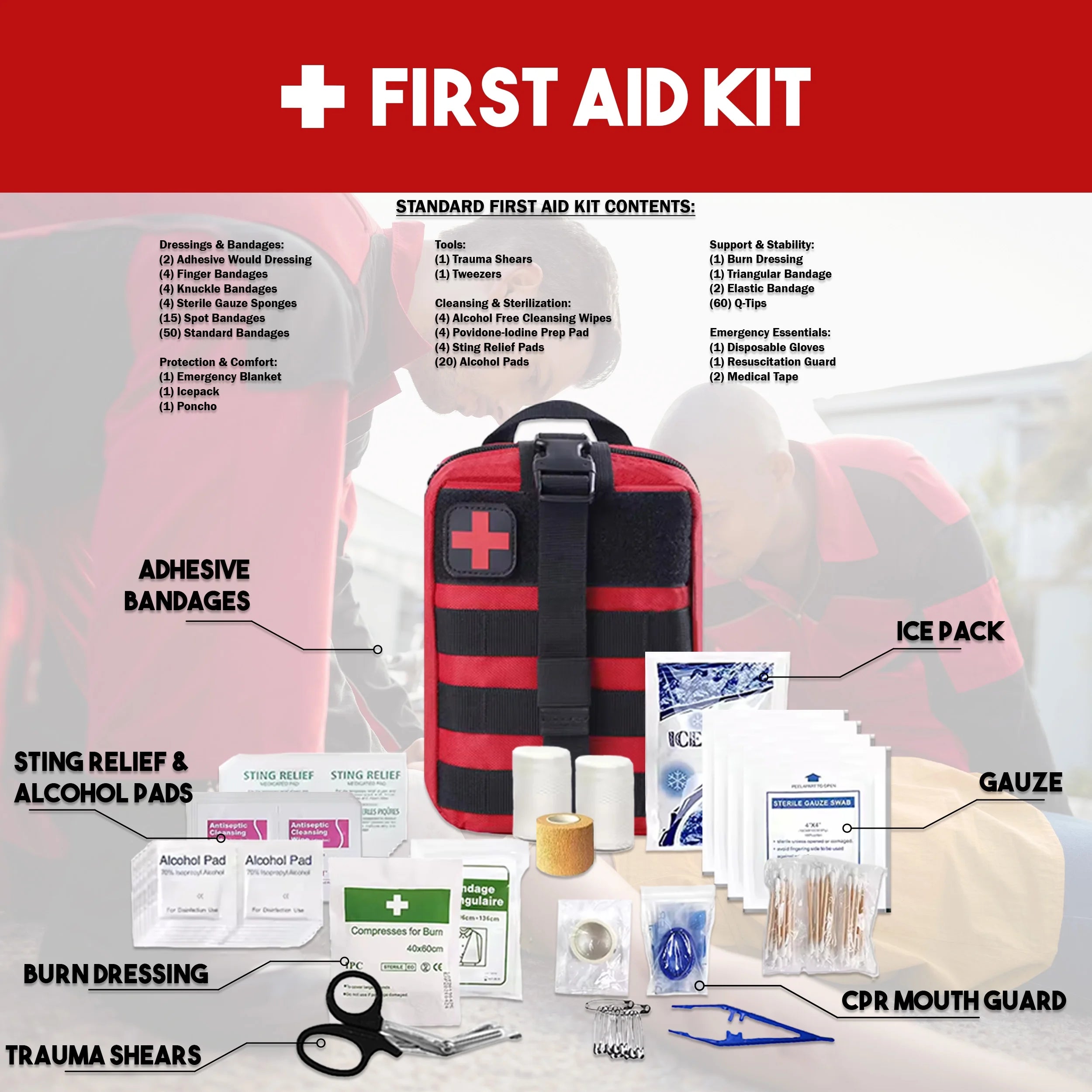 Premium 2 Person 72 Hour Survival Bug Out Bag Backpack with First Aid Kit and Survival Kit