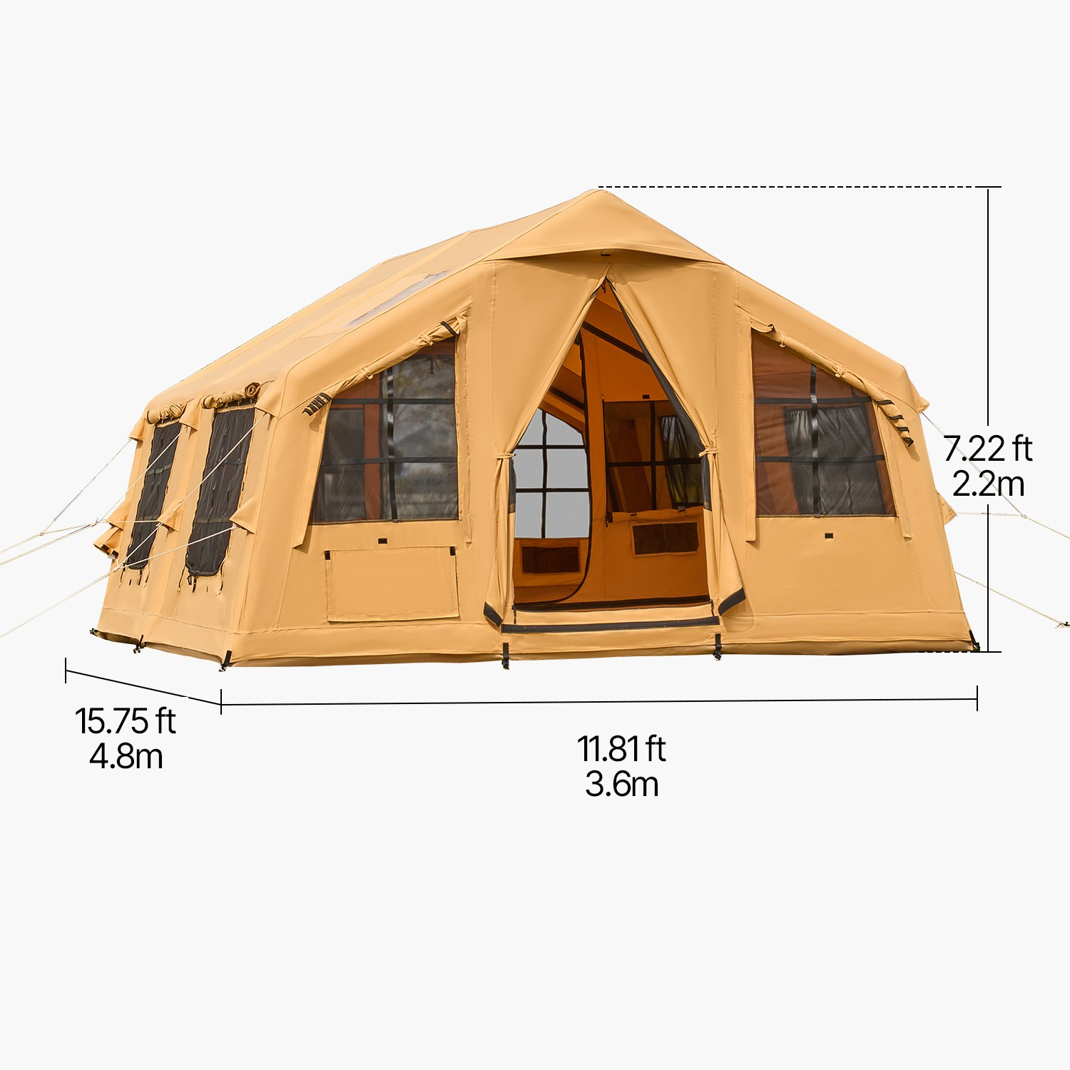 Inflatable Tents for Camping 8-12 Person Glamping Window Tent W/ Hand Pump